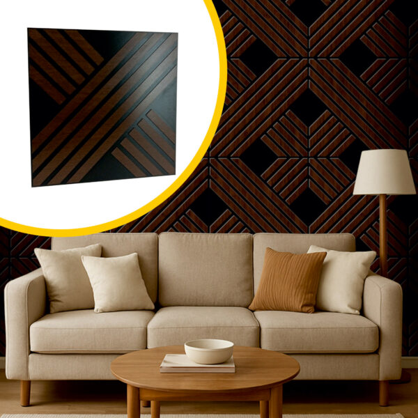 black 3d wall panel Panel dekoracyjny 3D - PD_01_CW - Czarny + Wenge